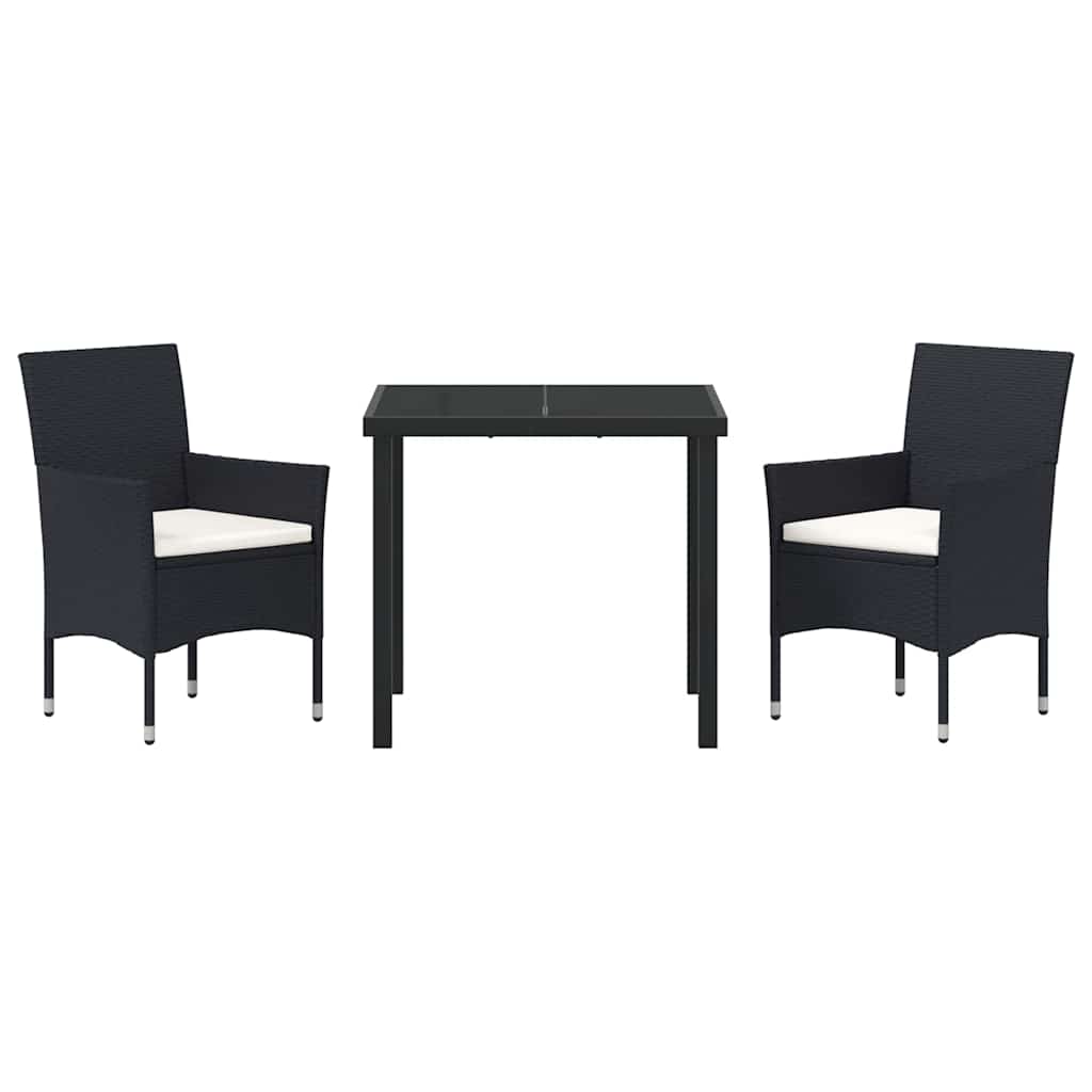 Have Spisebordssæt med pude 3 pcs Sort polyrattan