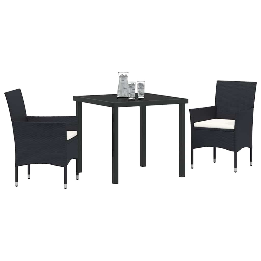 Have Spisebordssæt med pude 3 pcs Sort polyrattan