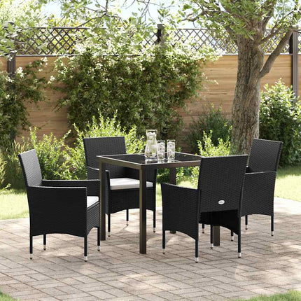 Have Spisebordssæt med pude 5 pcs Sort polyrattan