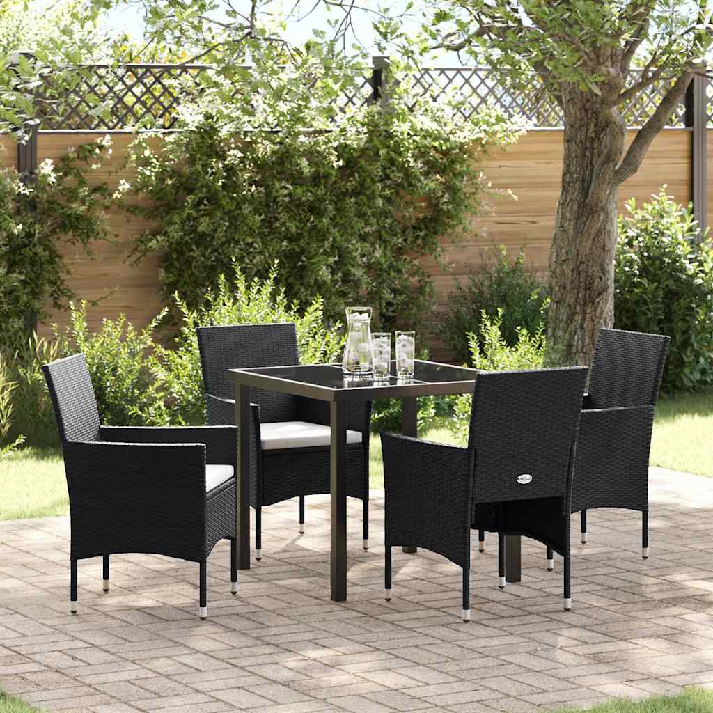 Have Spisebordssæt med pude 5 pcs Sort polyrattan