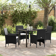 Have Spisebordssæt med pude 5 pcs Sort polyrattan