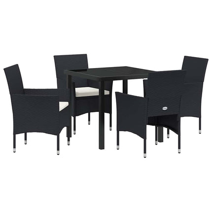 Have Spisebordssæt med pude 5 pcs Sort polyrattan