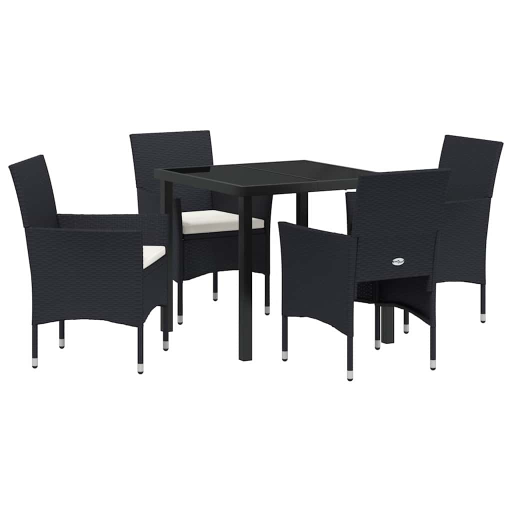 Have Spisebordssæt med pude 5 pcs Sort polyrattan