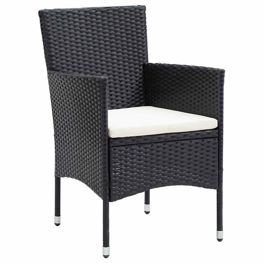 Have Spisebordssæt med pude 5 pcs Sort polyrattan