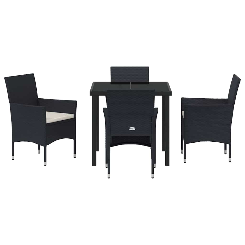 Have Spisebordssæt med pude 5 pcs Sort polyrattan