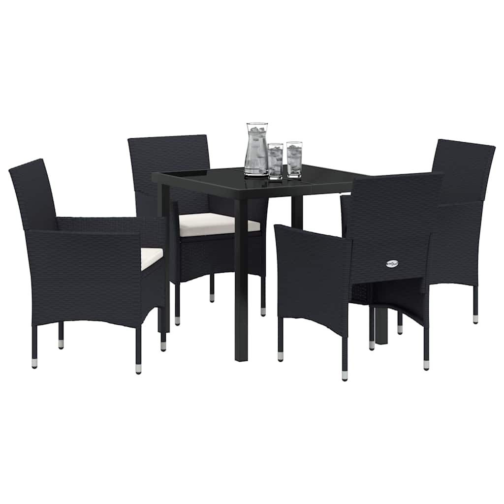 Have Spisebordssæt med pude 5 pcs Sort polyrattan