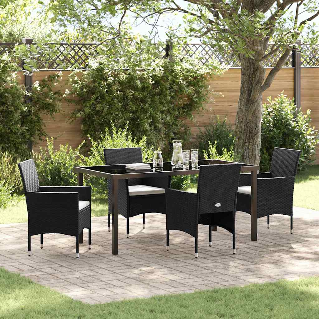 Have Spisebordssæt med pude 5 pcs Sort polyrattan