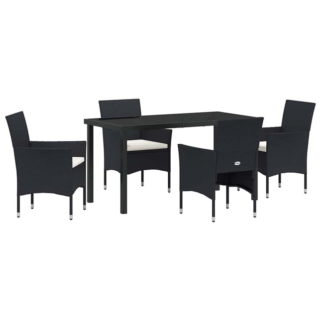 Have Spisebordssæt 5 stk. Sort polyrattan