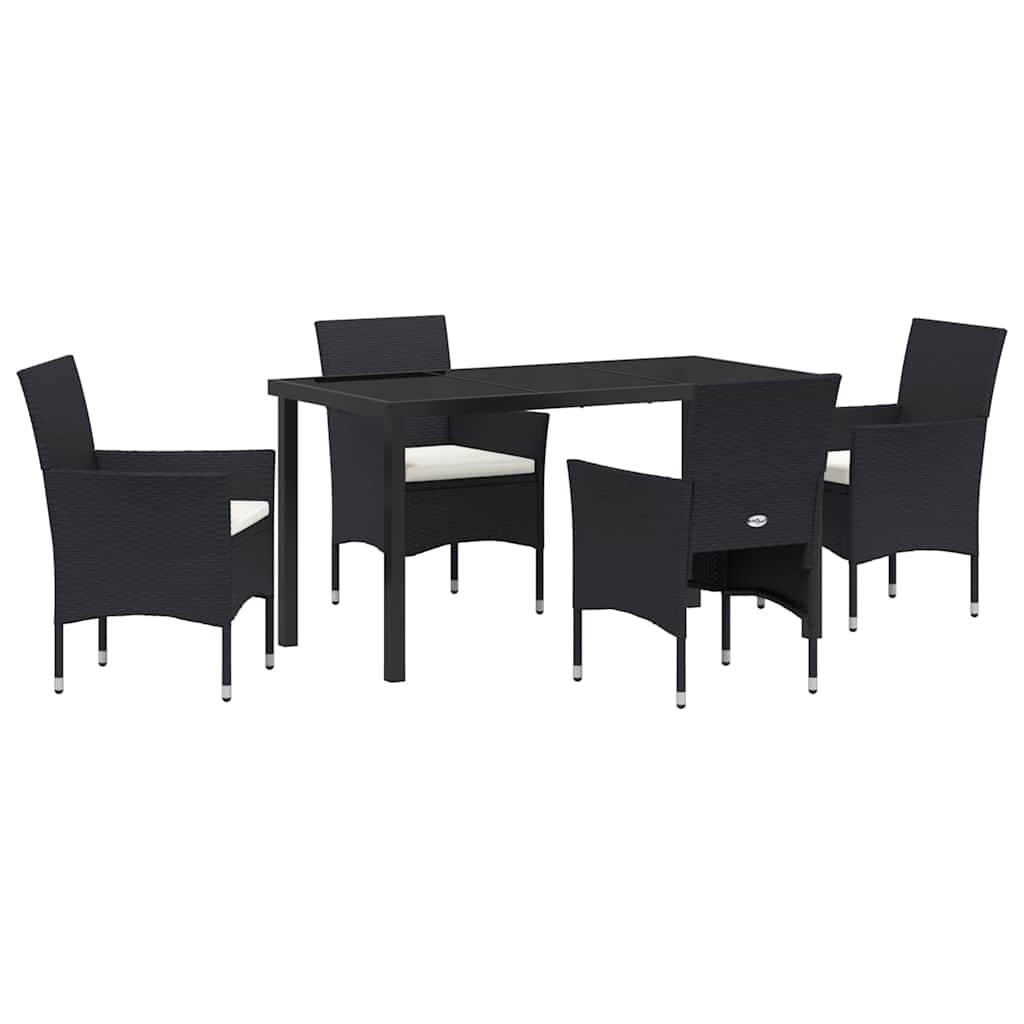 Have Spisebordssæt med pude 5 pcs Sort polyrattan