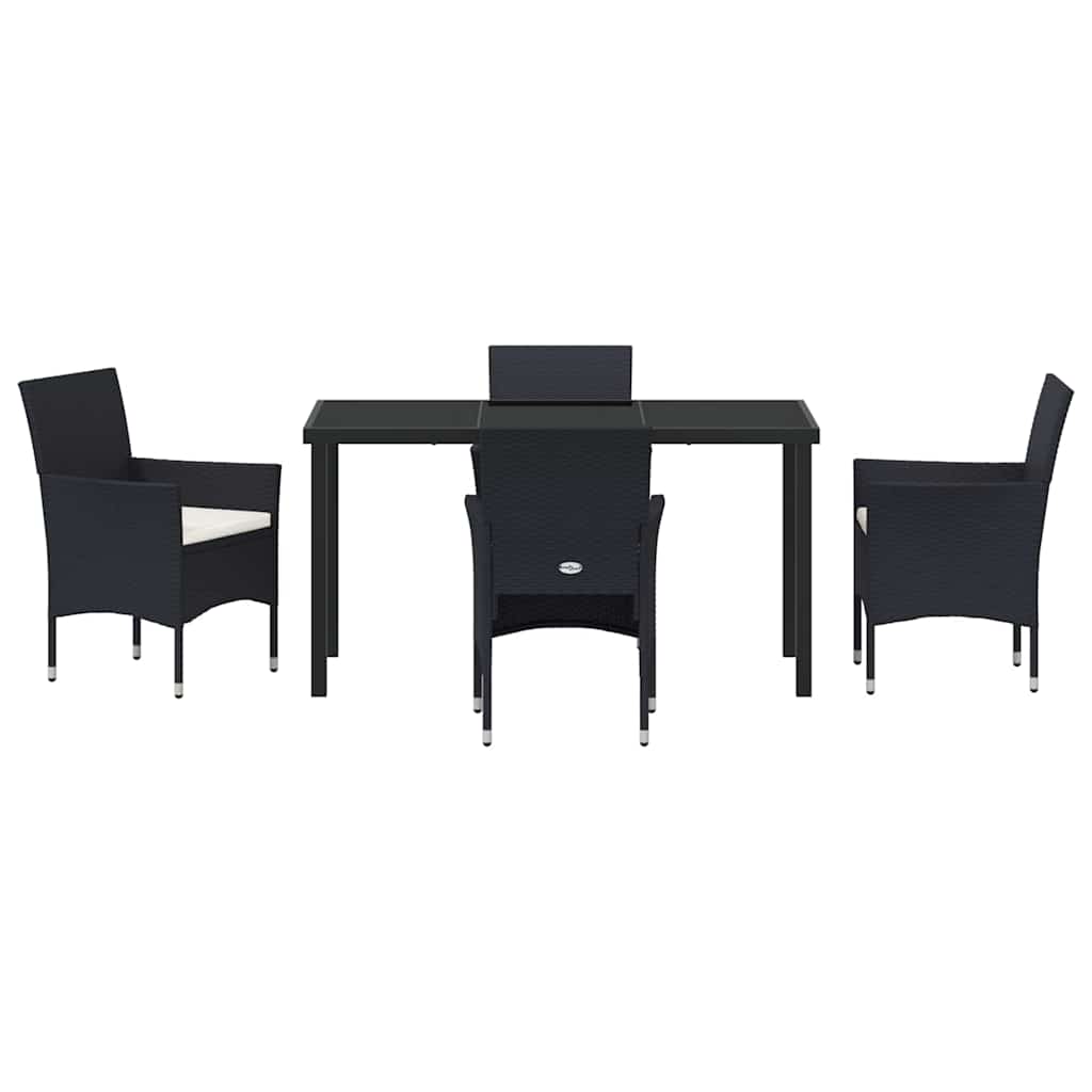 Have Spisebordssæt med pude 5 pcs Sort polyrattan