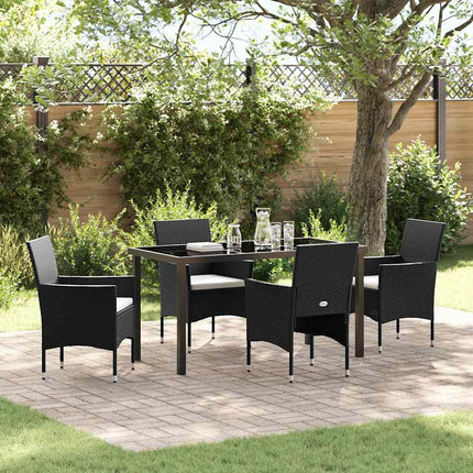Have Spisebordssæt med pude 5 pcs Sort polyrattan