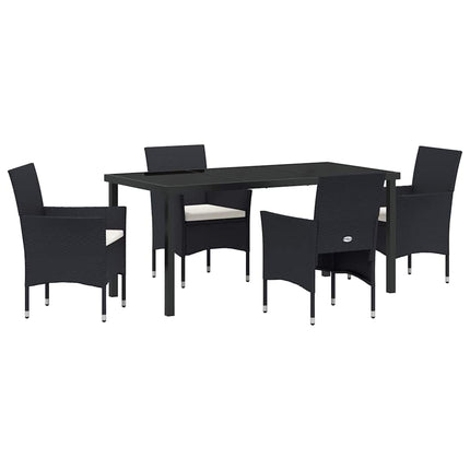 Have Spisebordssæt med pude 5 pcs Sort polyrattan