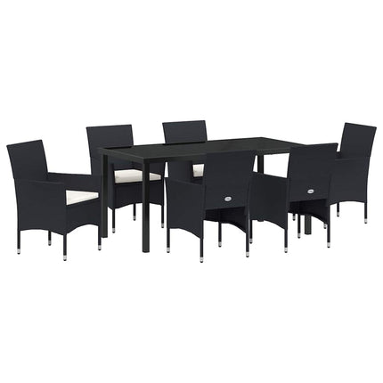 Have Spisebordssæt med pude 7 pcs Sort polyrattan