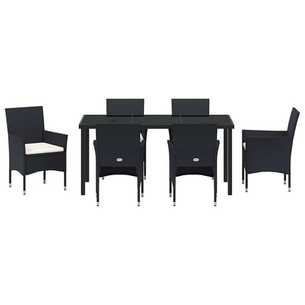 Have Spisebordssæt med pude 7 pcs Sort polyrattan