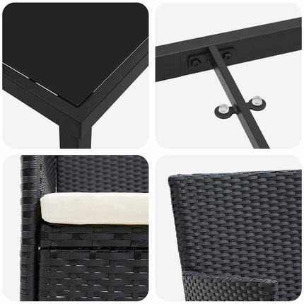 Have Spisebordssæt 7 stk. Sort polyrattan