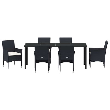 Have Spisebordssæt 7 stk. Sort polyrattan