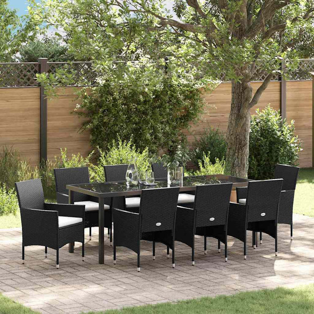 Have Spisebordssæt 9 stk. Sort polyrattan