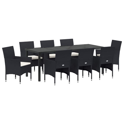 Have Spisebordssæt med pude 9 pcs Sort polyrattan