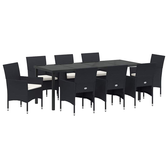 Have Spisebordssæt 9 stk. Sort polyrattan