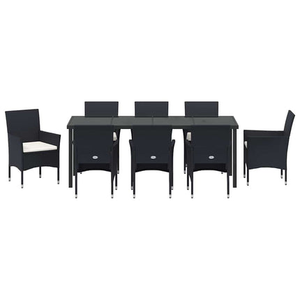 Have Spisebordssæt med pude 9 pcs Sort polyrattan