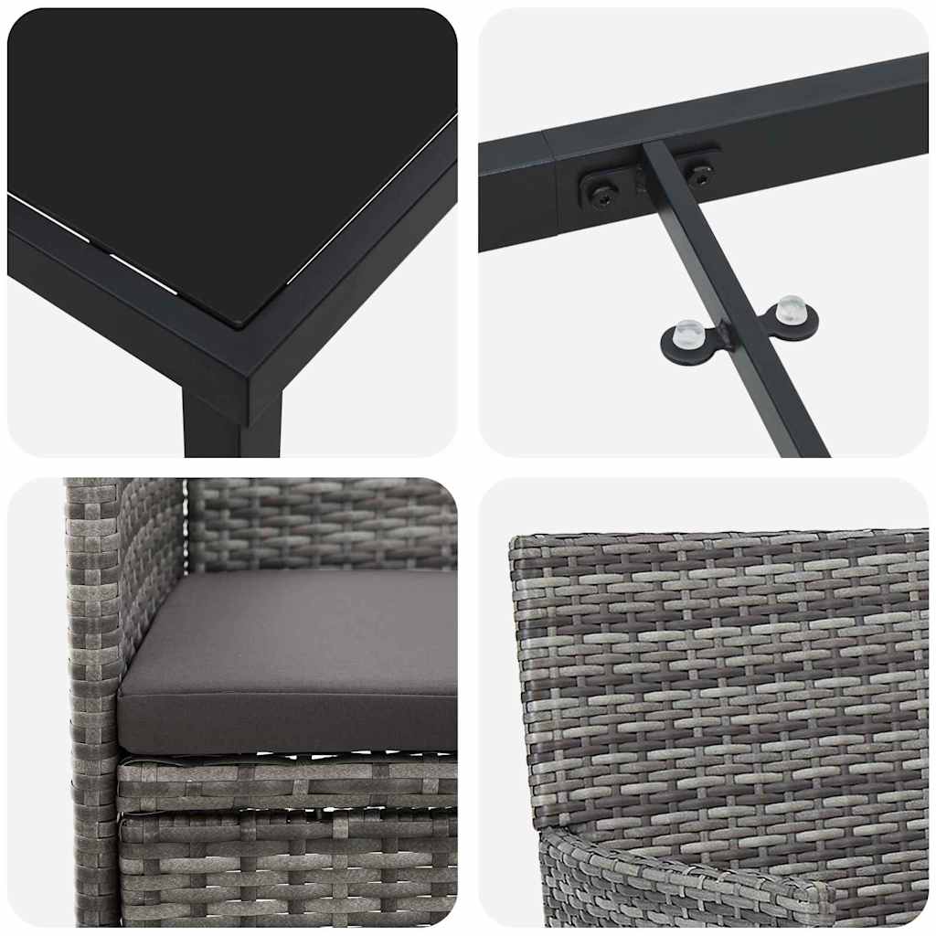 Have Spisebordssæt med pude 3 pcs Grå polyrattan