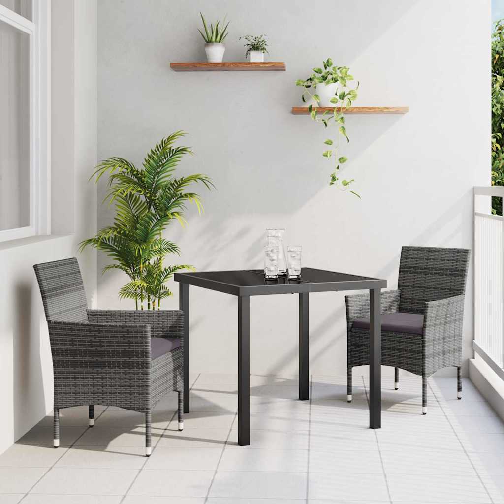 Have Spisebordssæt med pude 3 pcs Grå polyrattan