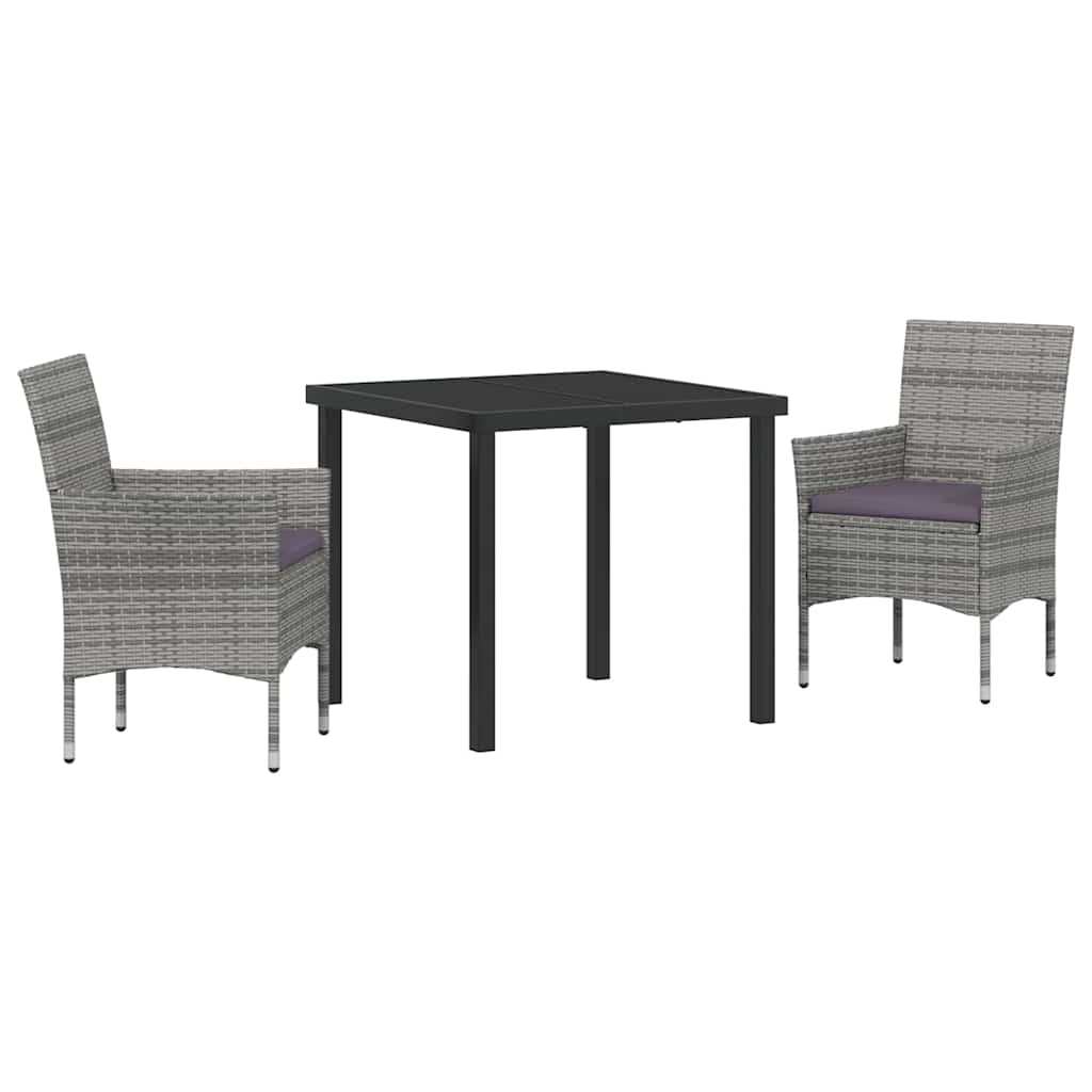 Have Spisebordssæt med pude 3 pcs Grå polyrattan
