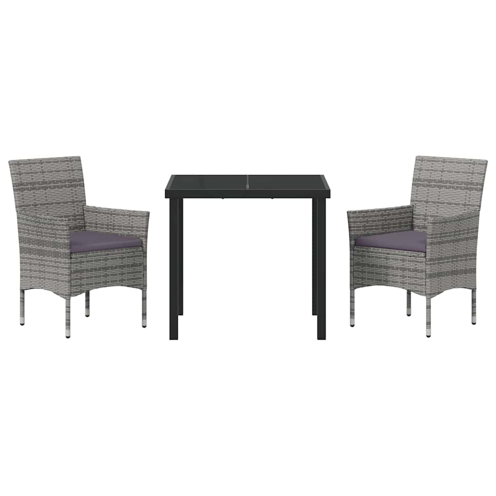 Have Spisebordssæt med pude 3 pcs Grå polyrattan
