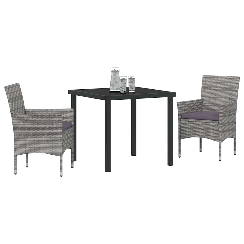 Have Spisebordssæt med pude 3 pcs Grå polyrattan