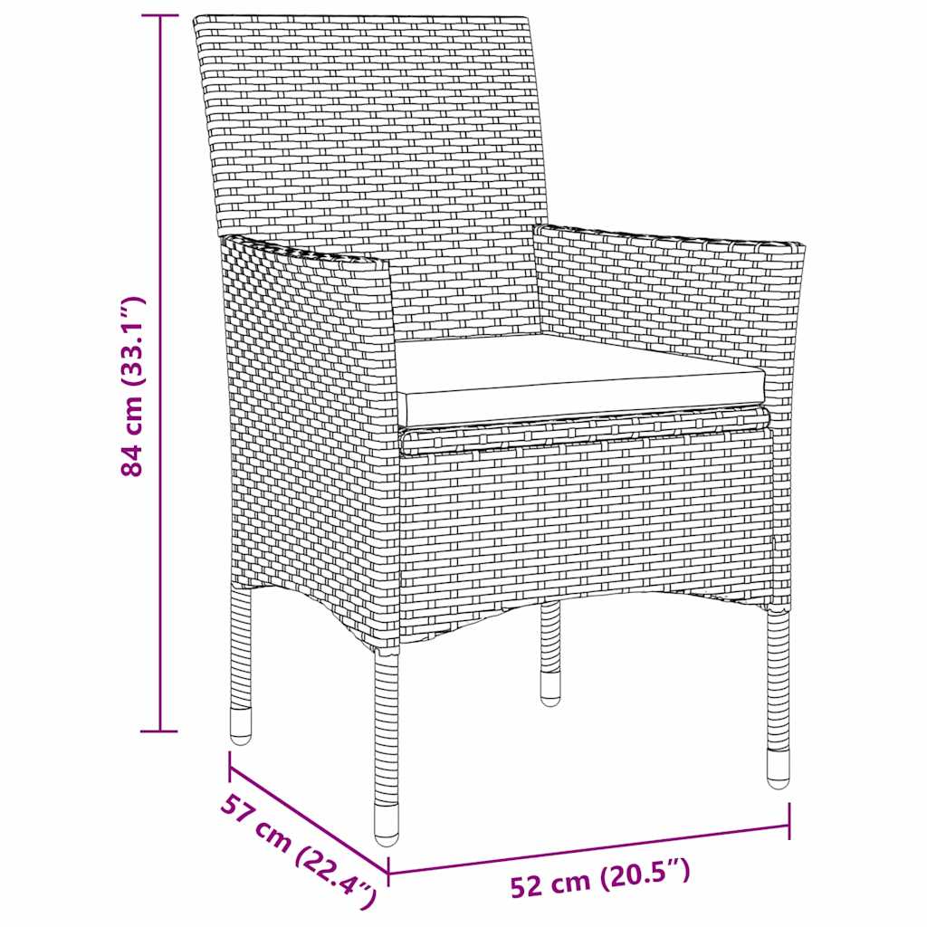 Have Spisebordssæt med pude 3 pcs Grå polyrattan