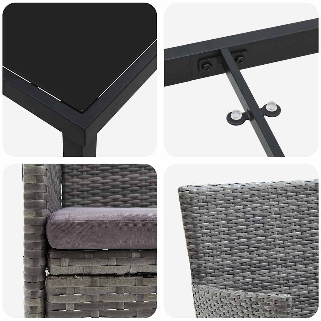 Have Spisebordssæt med pude 5 pcs Grå polyrattan