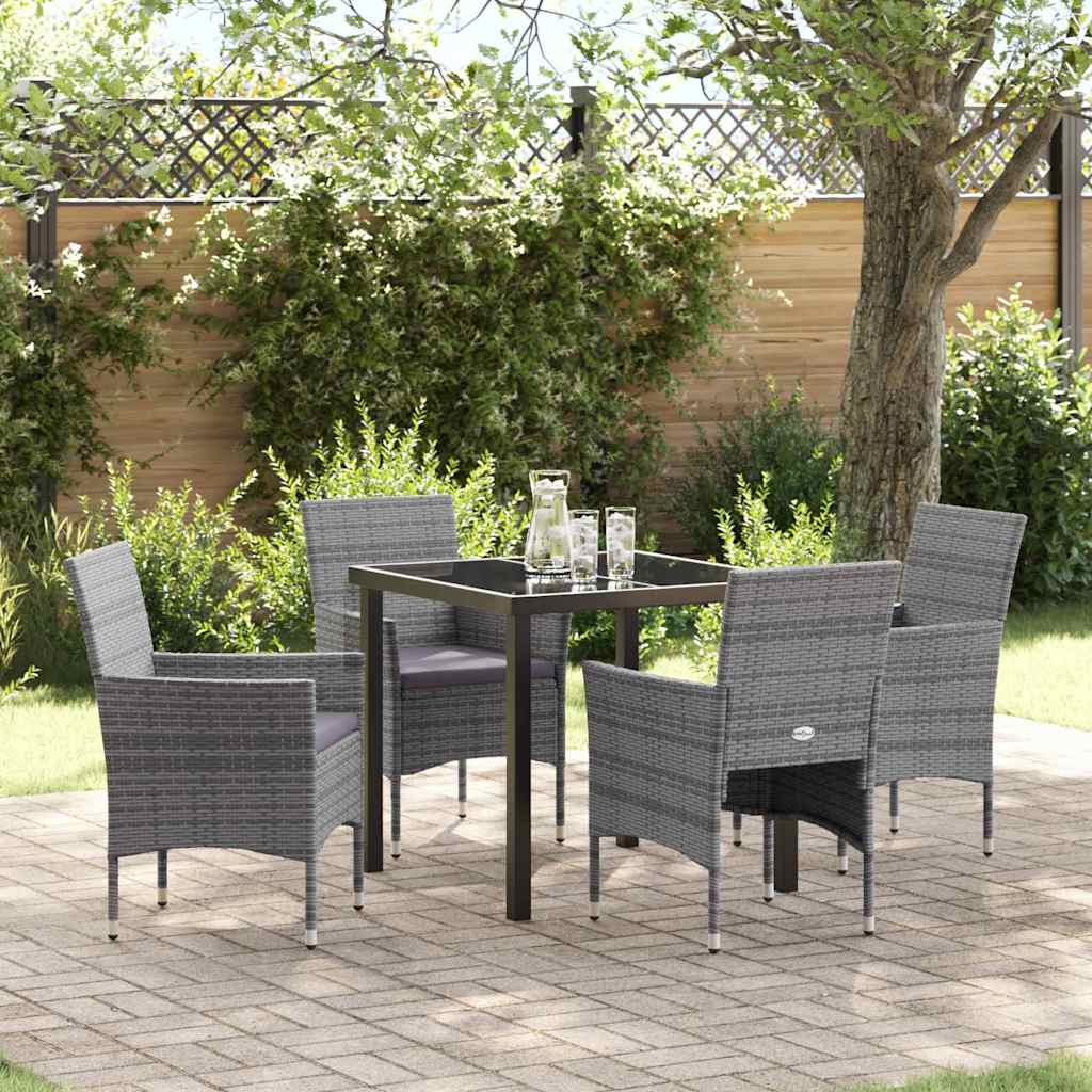 Have Spisebordssæt med pude 5 pcs Grå polyrattan