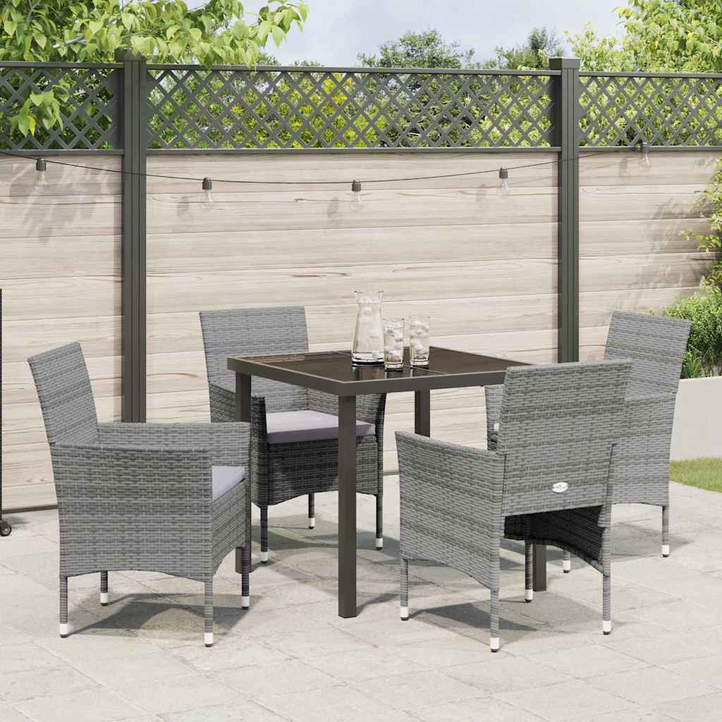 Have Spisebordssæt med pude 5 pcs Grå polyrattan