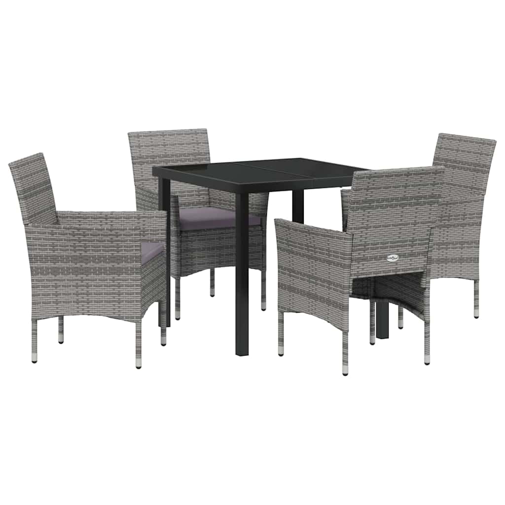 Have Spisebordssæt med pude 5 pcs Grå polyrattan