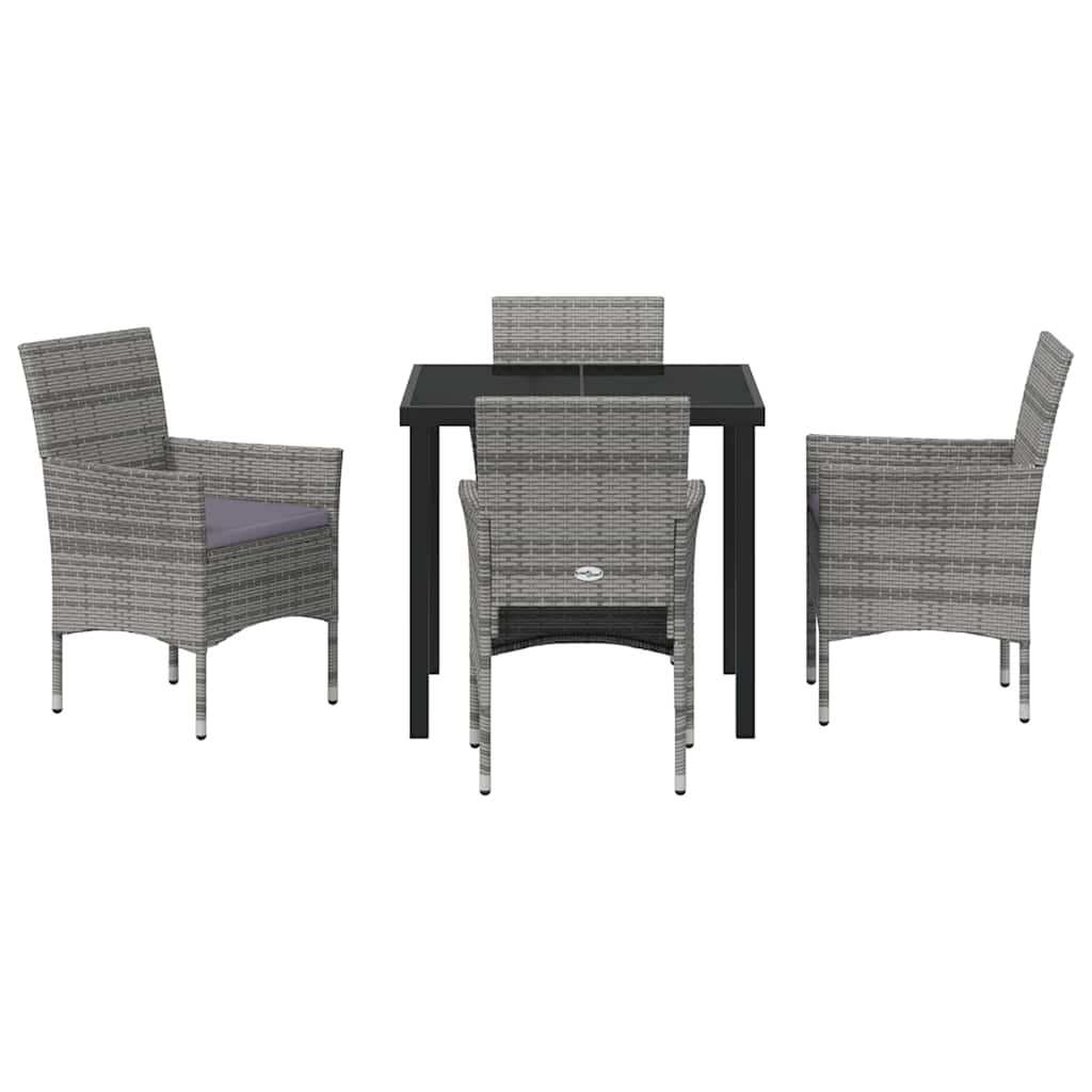 Have Spisebordssæt med pude 5 pcs Grå polyrattan