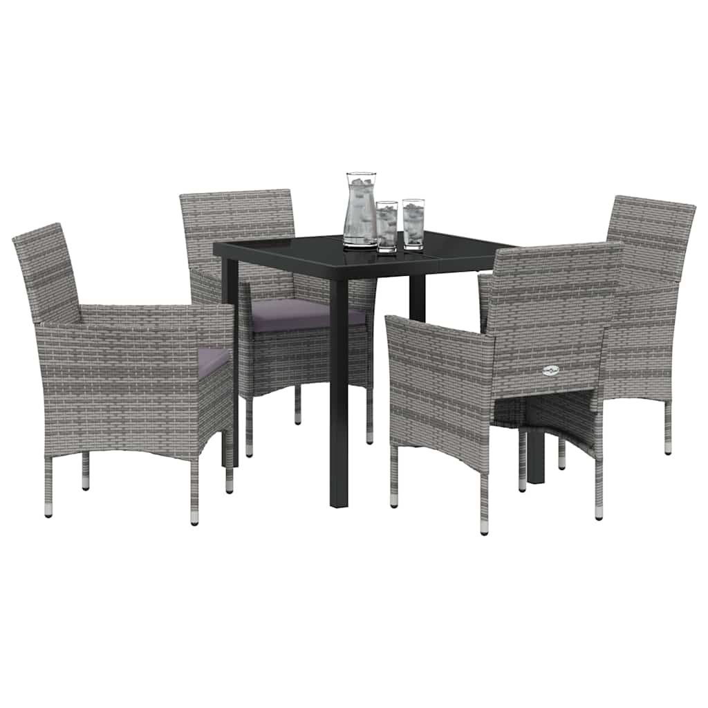 Have Spisebordssæt med pude 5 pcs Grå polyrattan
