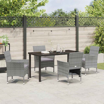 Have Spisebordssæt med pude 5 pcs Grå polyrattan