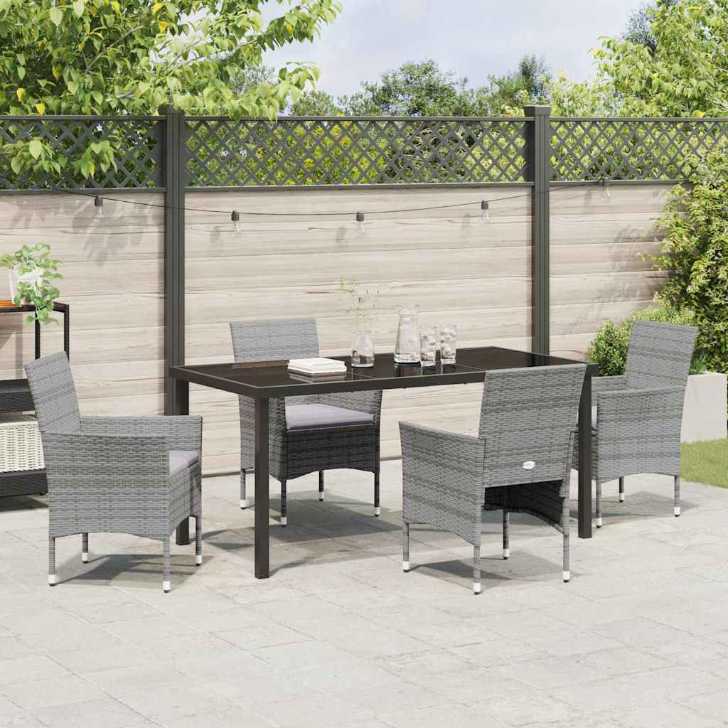 Have Spisebordssæt med pude 5 pcs Grå polyrattan