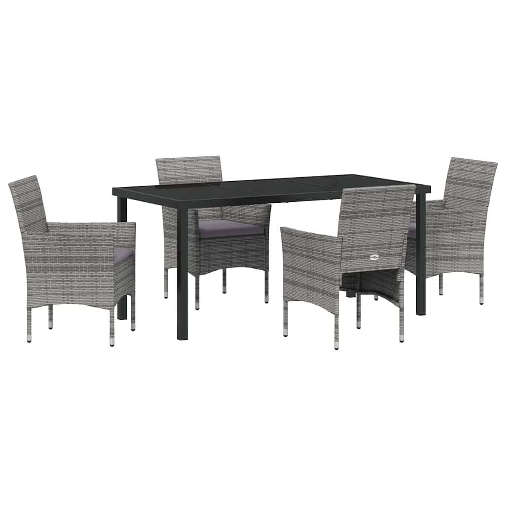 Have Spisebordssæt med pude 5 pcs Grå polyrattan