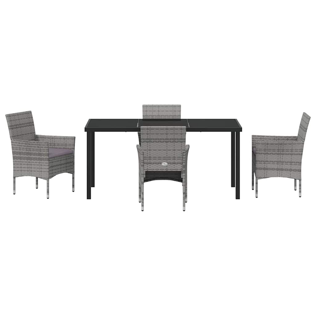Have Spisebordssæt med pude 5 pcs Grå polyrattan