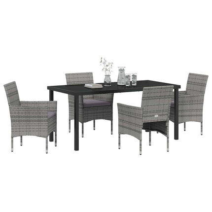 Have Spisebordssæt med pude 5 pcs Grå polyrattan