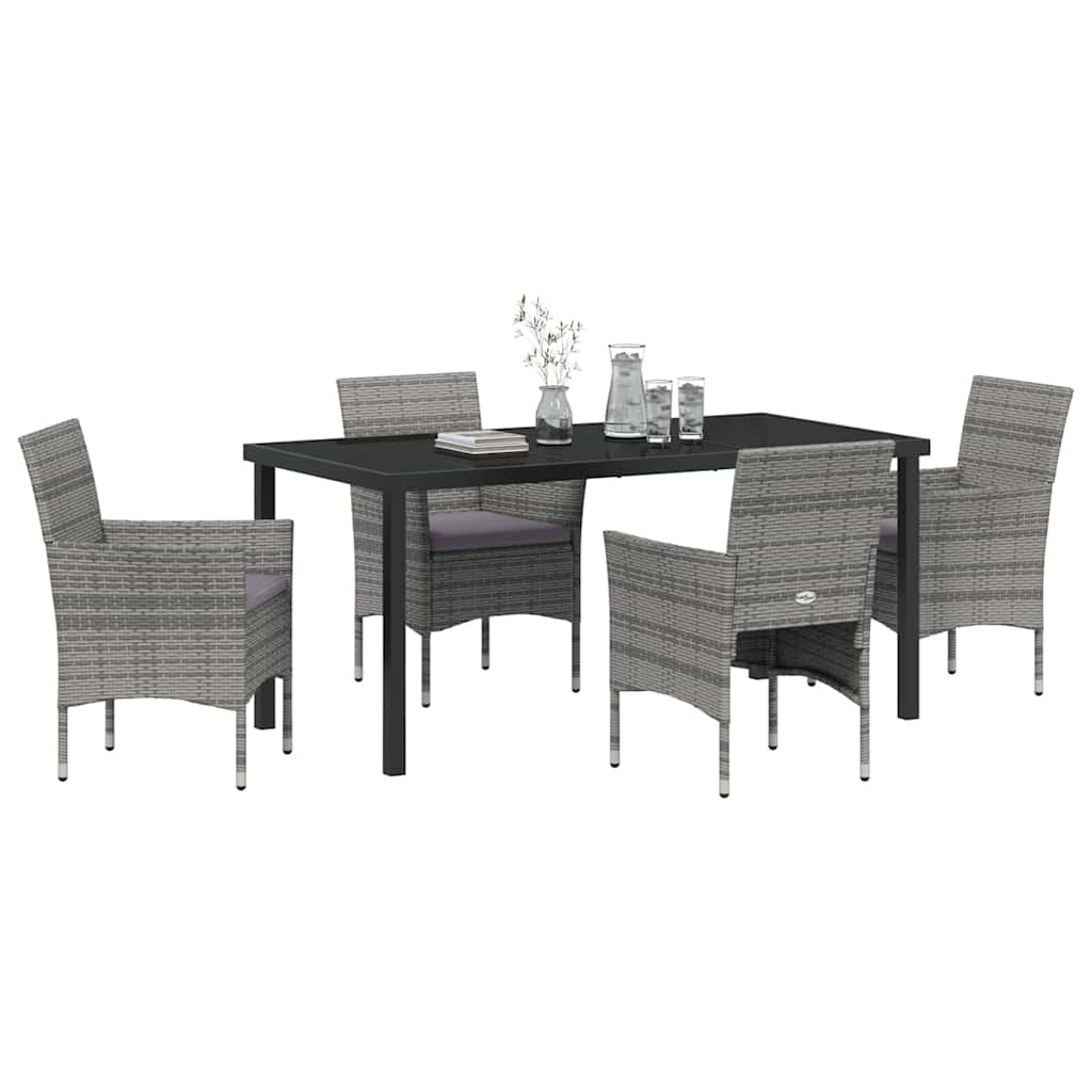 Have Spisebordssæt med pude 5 pcs Grå polyrattan
