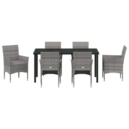 Have Spisebordssæt med pude 7 pcs Grå polyrattan