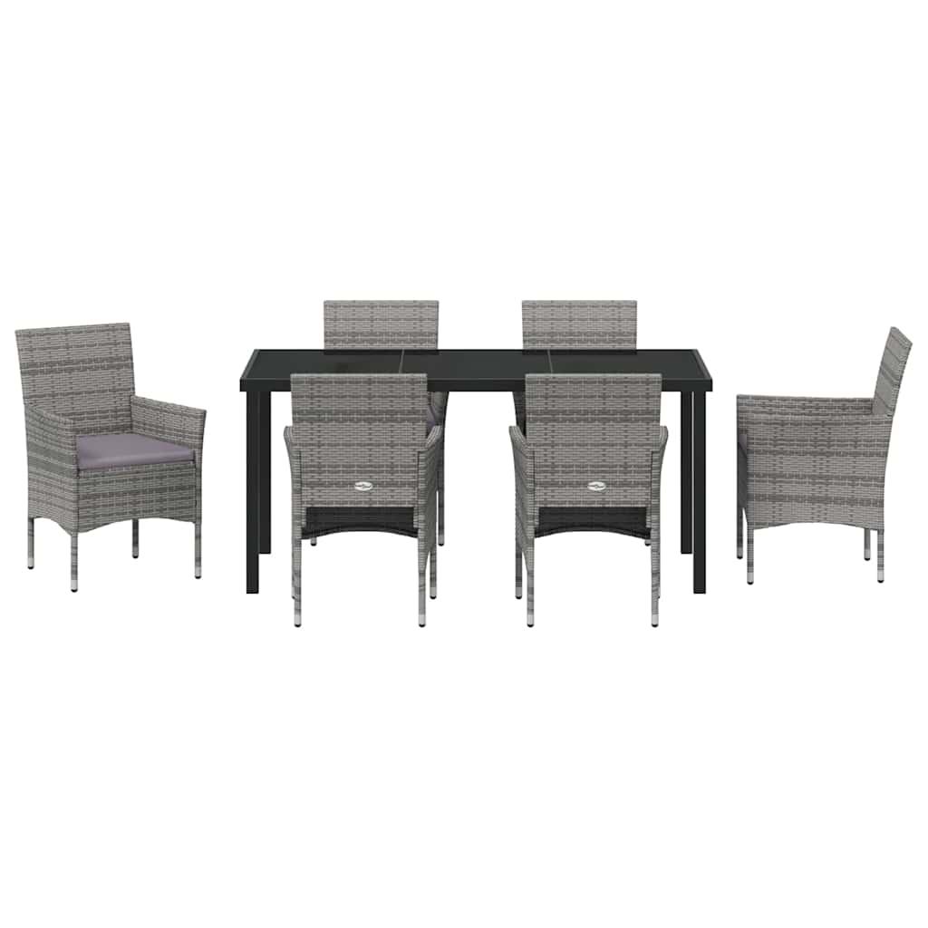 Have Spisebordssæt med pude 7 pcs Grå polyrattan