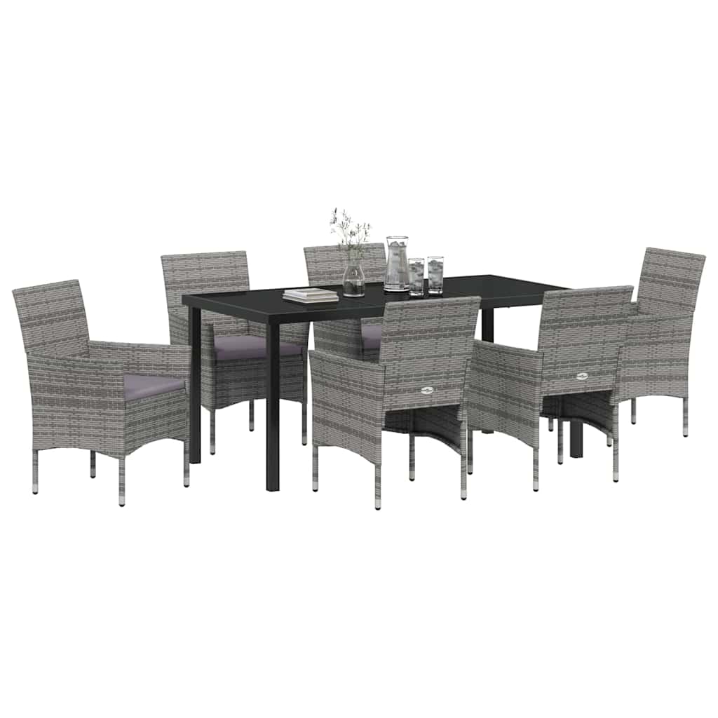 Have Spisebordssæt med pude 7 pcs Grå polyrattan
