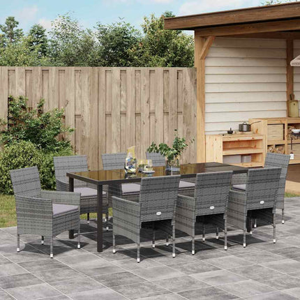 Have Spisebordssæt med pude 9 pcs Grå polyrattan