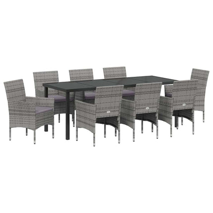 Have Spisebordssæt med pude 9 pcs Grå polyrattan