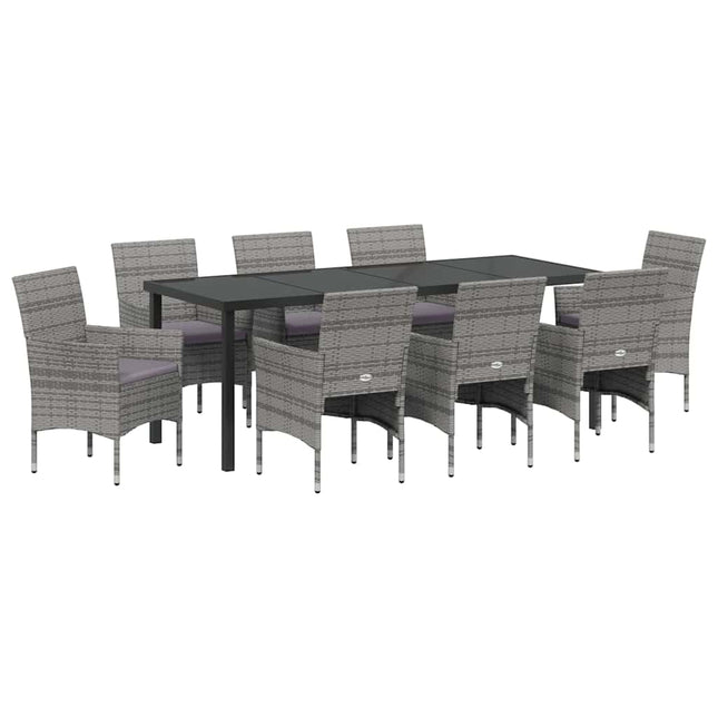 Have Spisebordssæt 9 stk. Grå polyrattan