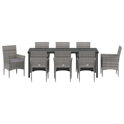 Have Spisebordssæt med pude 9 pcs Grå polyrattan