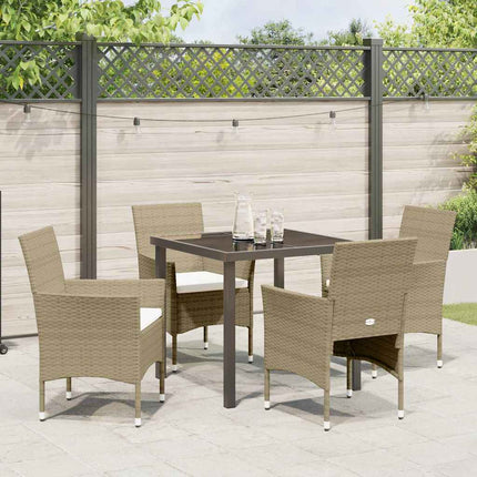 Have Spisebordssæt med pude 5 pcs Beige polyrattan